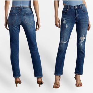 ANTHROPOLOGIE PILCRO BOYFRIEND SLIM CROP DISTRESSED FRAYED CROPPED JEANS…